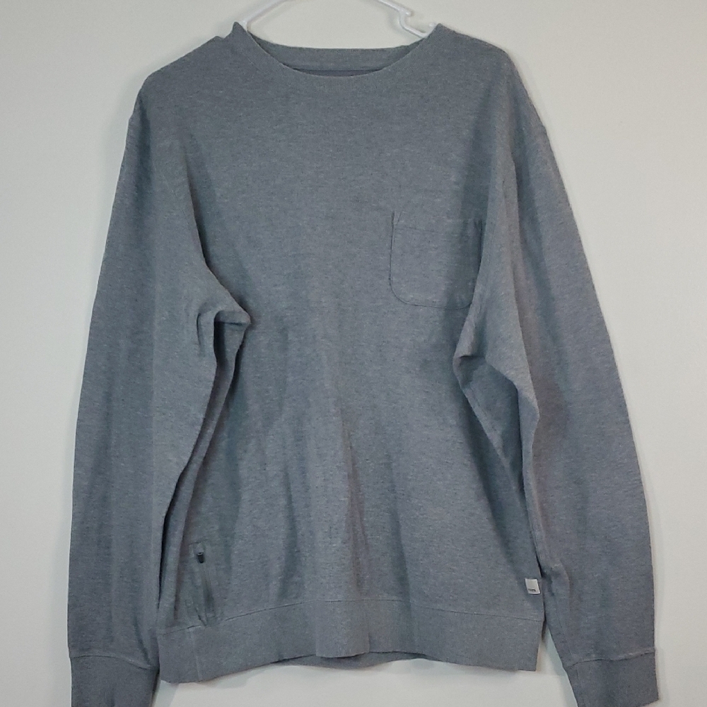Vuori Mens Double Knit Pullover Sweater Top Grey Size XL Chest Pocket